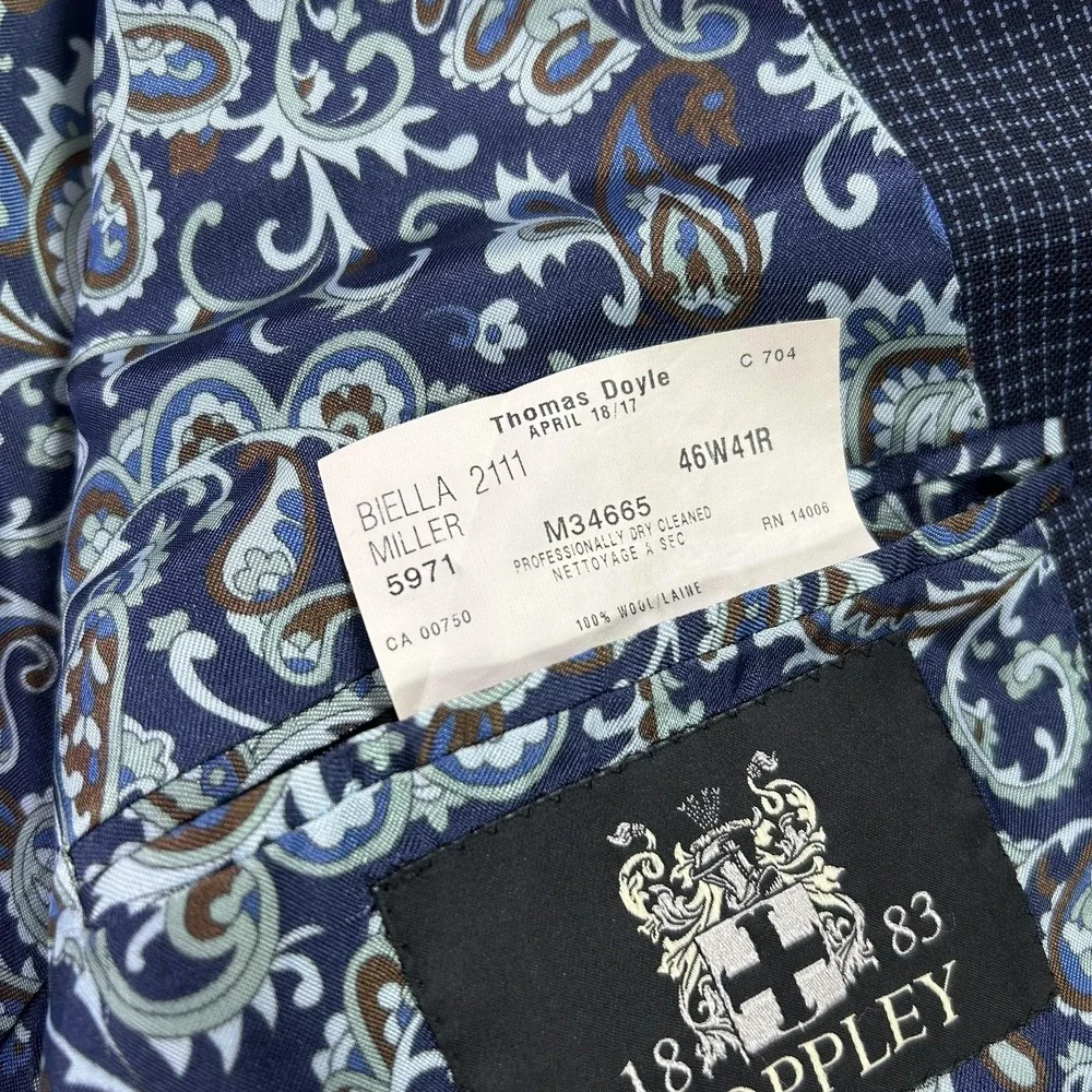 Coppley Blazer‎ Mens 46 Blue Wool Check Sport Coat Jacket Holland & Sherry